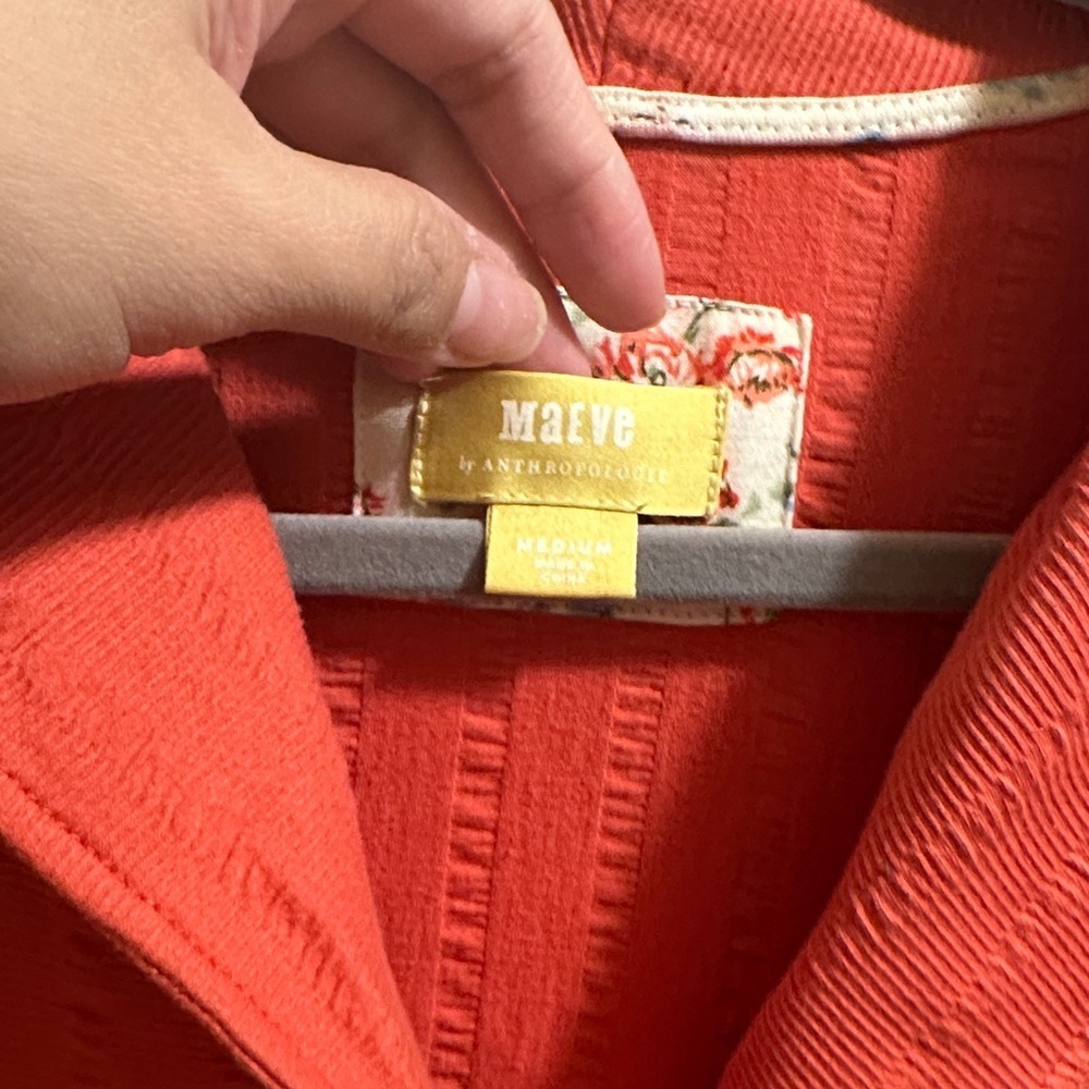 Anthropologie Coral Button-Front Midi Dress - Picture 5 of 5